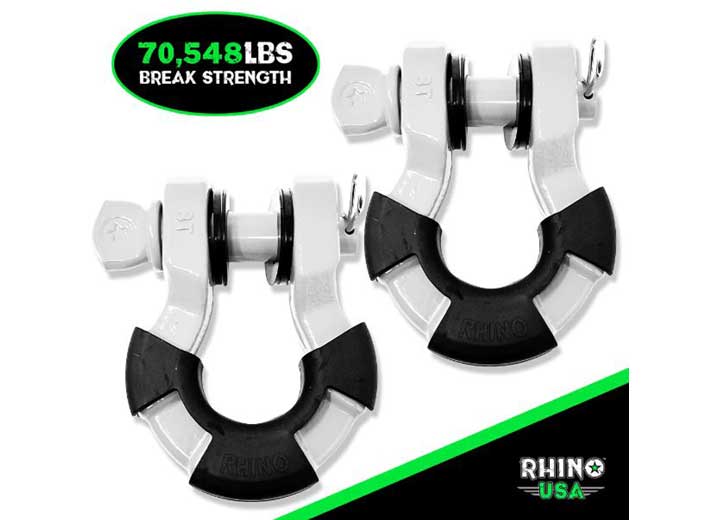 Rhino USA 8-Ton Super Shackles w/ Isolators, White  • SUPERSHACK-WHT