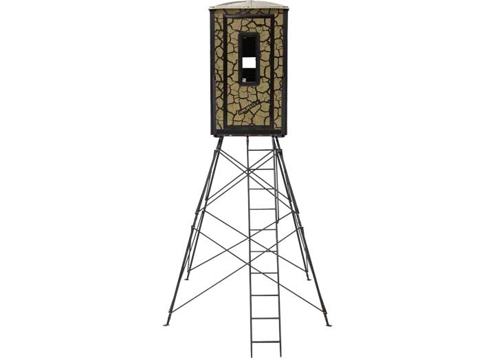 Muddy Gunner Steel Box Blind w/ 10' Tower, Cracked Mud Camo  • MUD-BBBST1000-10C