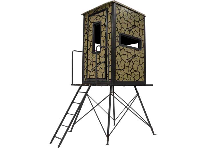 Muddy Gunner Steel Box Blind w/ 5' Tower, Cracked Mud Camo  • MUD-BBBST1000-5C