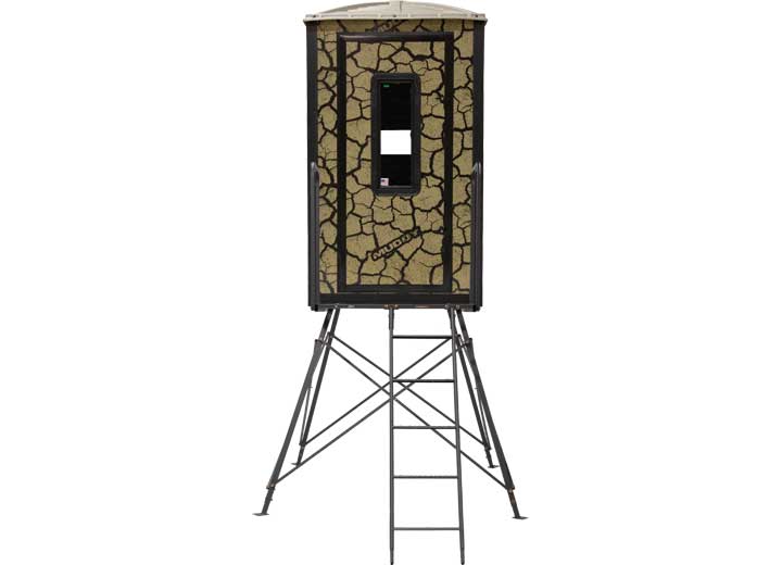 Muddy Gunner Steel Box Blind w/ 5' Tower, Cracked Mud Camo  • MUD-BBBST1000-5C