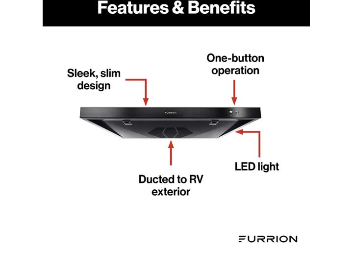 Furrion 12V Ducted RV Range Hood with Charcoal Filter - 24