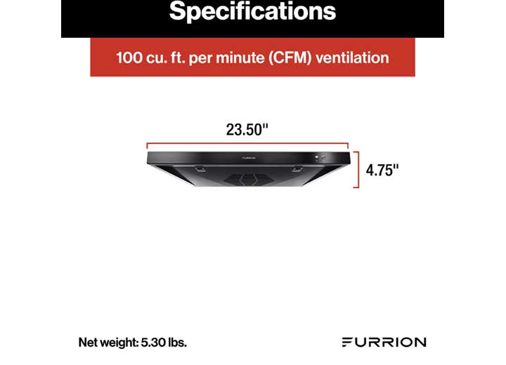 Furrion 12V Ducted RV Range Hood with Charcoal Filter - 24