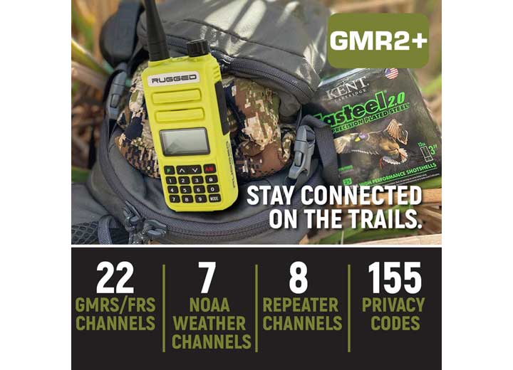 Rugged Radios 2 PACK - Rugged GMR2 PLUS - GMRS / FRS Two Way Handheld Radios,  Safety Yellow  • GMR2-PLUS-2-PACK-HV