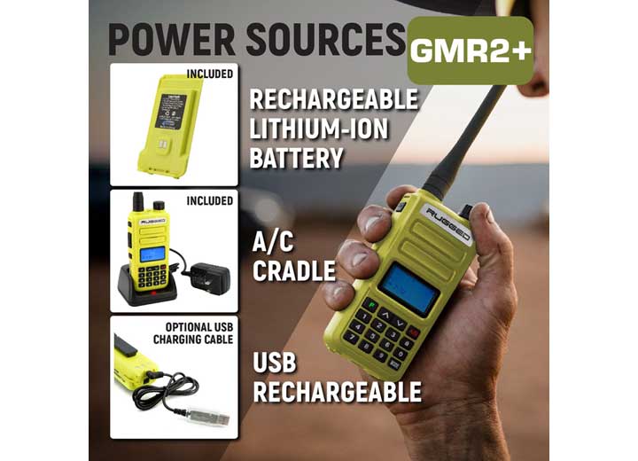 Rugged Radios 2 PACK - Rugged GMR2 PLUS - GMRS / FRS Two Way Handheld Radios,  Safety Yellow  • GMR2-PLUS-2-PACK-HV