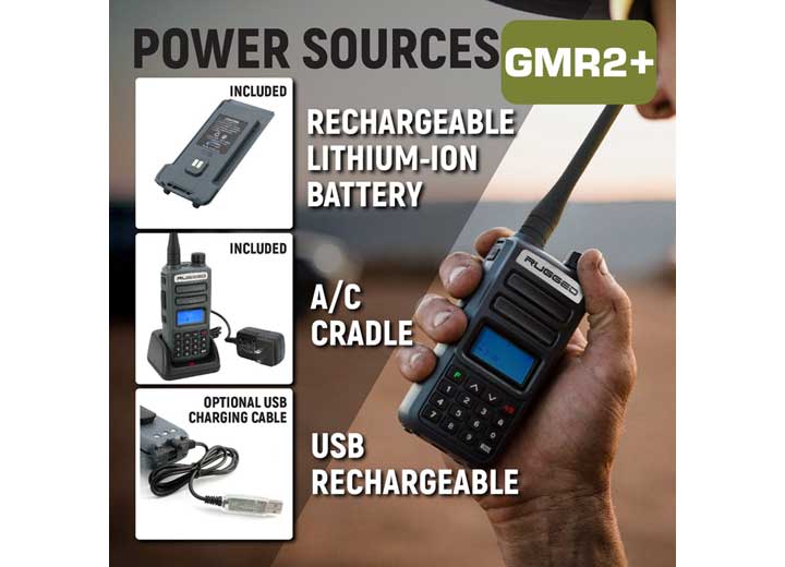 Rugged Radios 2 PACK - Rugged GMR2 PLUS - GMRS / FRS Two Way Handheld Radios, Grey  • GMR2-PLUS-2-PACK