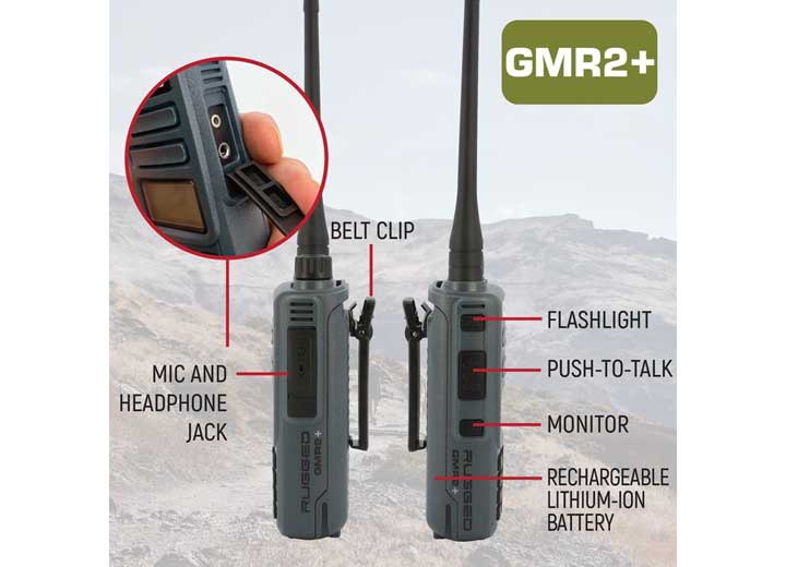 Rugged Radios 2 PACK - Rugged GMR2 PLUS - GMRS / FRS Two Way Handheld Radios, Grey  • GMR2-PLUS-2-PACK