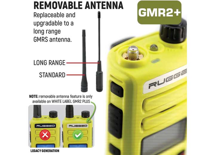 Rugged Radios GMRS / FRS Two Way Handheld Radio, Safety Yellow  • GMR2-PLUS-HV