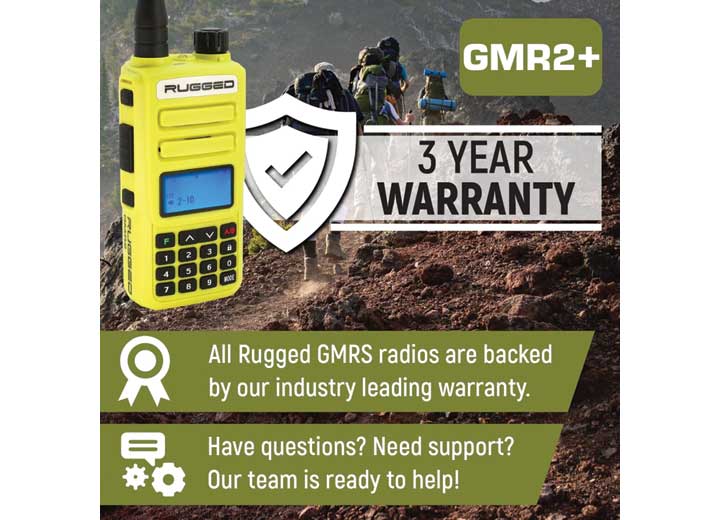 Rugged Radios GMRS / FRS Two Way Handheld Radio, Safety Yellow  • GMR2-PLUS-HV