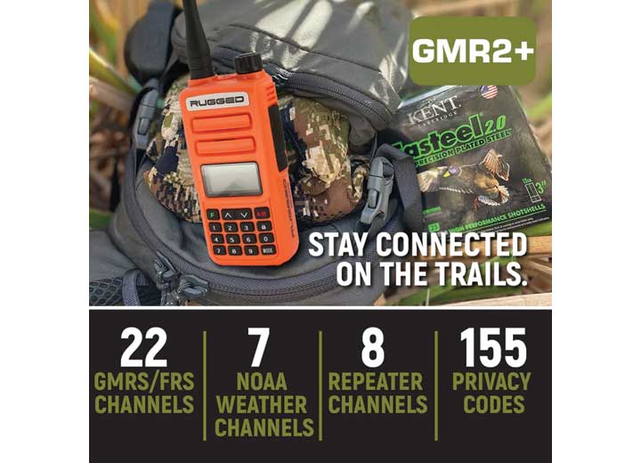 Rugged Radios GMR2 PLUS - GMRS / FRS Two Way Handheld Radio  • GMR2-PLUS-ORN