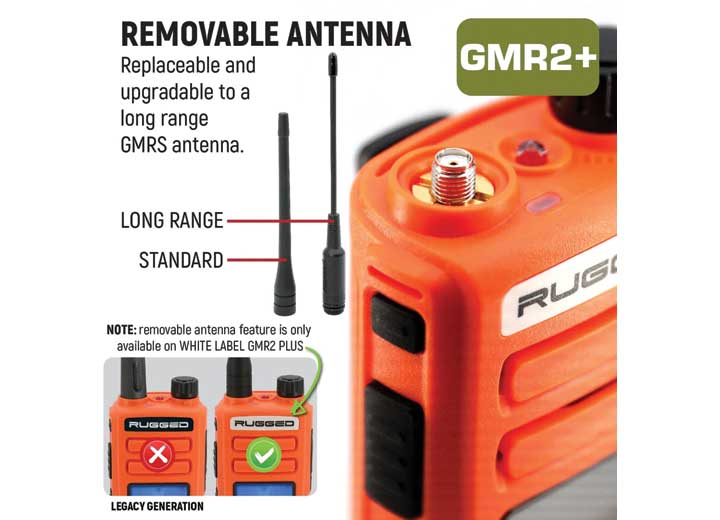 Rugged Radios GMR2 PLUS - GMRS / FRS Two Way Handheld Radio  • GMR2-PLUS-ORN