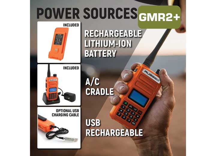 Rugged Radios GMR2 PLUS - GMRS / FRS Two Way Handheld Radio  • GMR2-PLUS-ORN