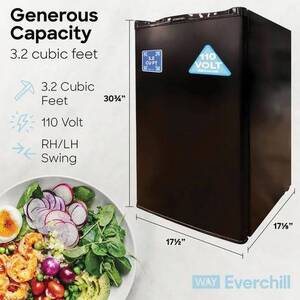 Everchill RV Refrigerator - 110V, 3.2 cu. ft., Left Hinge, Black with Stainless Steel Trim  • BC-90LHH