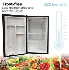 Everchill RV Refrigerator - 110V, 3.2 cu. ft., Left Hinge, Black with Stainless Steel Trim  • BC-90LHH