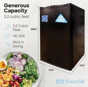 Everchill RV Refrigerator - 110V, 3.2 cu. ft., Right Hinge, Black with Stainless Steel Trim  • BC-90RHH