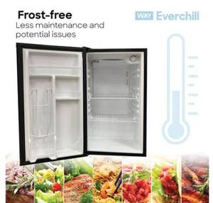 Everchill RV Refrigerator - 110V, 3.2 cu. ft., Right Hinge, Black with Stainless Steel Trim  • BC-90RHH