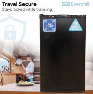 Everchill RV Refrigerator - 110V, 3.2 cu. ft., Right Hinge, Black with Stainless Steel Trim  • BC-90RHH