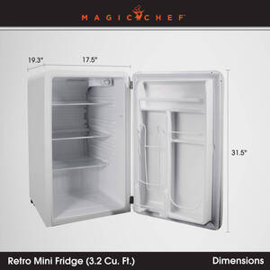 Magic Chef 3.2 cu. ft. Retro Mini Refrigerator, White  • MCR32CHW