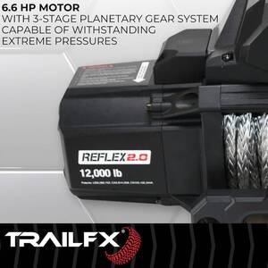 TrailFX Reflex 2.0 Synthetic Rope Winch 12000 Lb  • WRS212B