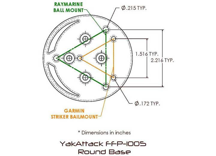 YakAttack Round Base Fish Finder Mount with Track Mounted LockNLoad Mounting System  • FFP-1005