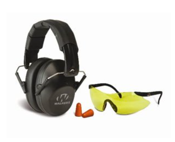 Walker's Pro Low Profile Folding Passive Muff, Foam Ear Plug, Sport Glasses Combo Kit  • GWP-FPM1GFP