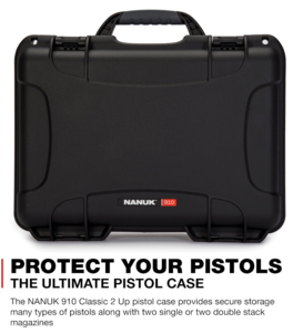 Nanuk 910 2 Up Waterproof Classic Gun Hard Case, Black  • 910-CLASG1