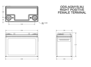 Odyssey Extreme Powersport 12V Battery with Metal Jacket, 12 Ah, 150 CCA  • ODS-AGM15LMJ