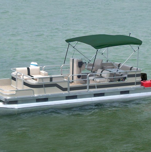 Carver Forest Green Sunbrella Acrylic Square Tube 4-Bow Standard Pontoon Bimini Top with Storage Boot, 8' L x 96