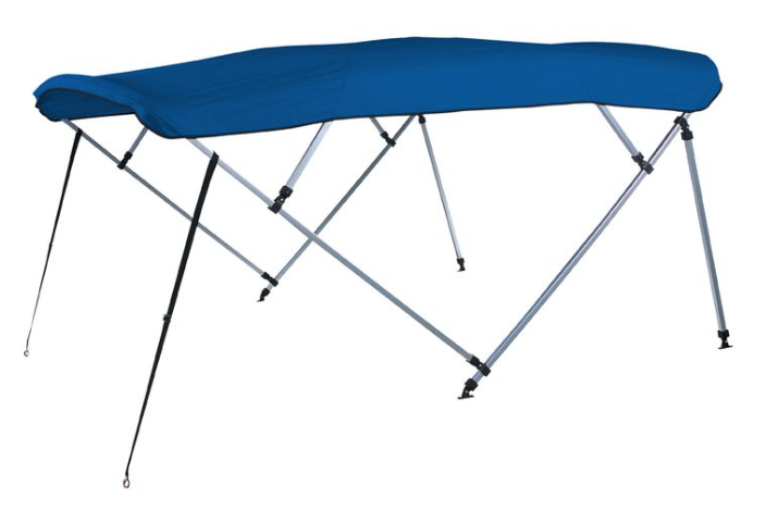 Carver Pacific Blue Sunbrella Acrylic Square Tube 4-Bow Standard Pontoon Bimini Top with Storage Boot, 8' L x 96