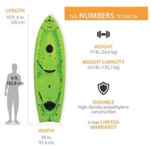 Lifetime Kokanee 106 Sit-On-Top Tandem Kayak - Lime Green  • 90436