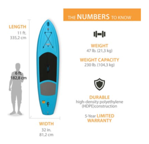 Lifetime Amped 110 Stand Up Paddleboard (SUP) with Paddle - Glacier Blue  • 90579