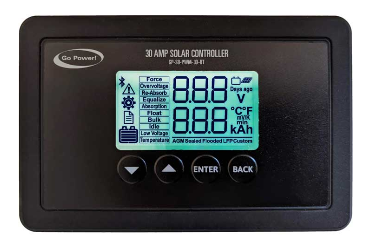 Go Power 30 Amp PWM Digital Solar Controller with Bluetooth  • 82855