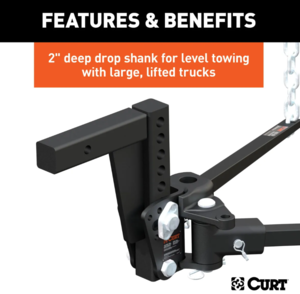 Curt Deep Drop Trunnion Bar Weight Distribution Hitch, 8K - 10K lbs, 30-5/8