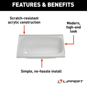 Lippert Bathtub with Left Drain; 24