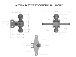 Bulletproof Hitches Medium Duty Sway Control Ball Mount  • MDSWAYCONTROLBALL