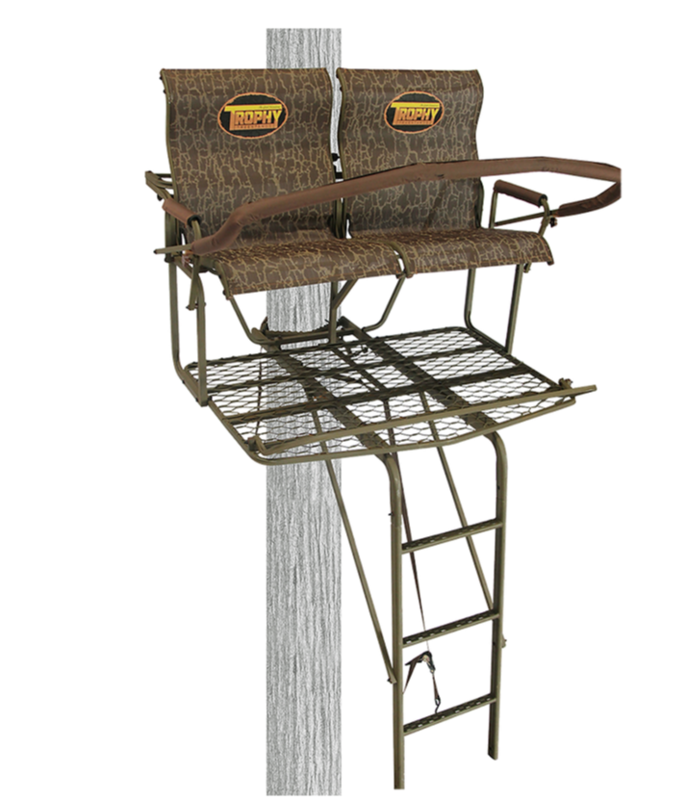 Trophy Treestands Big Easy Two Person Ladderstand with Individual Flip Up Comfort Curved Textilene Seating  • TDL218