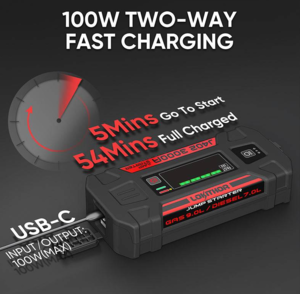 Lokithor Jump Starter 100W Two-way Fast Charging 3000Amp  • J402