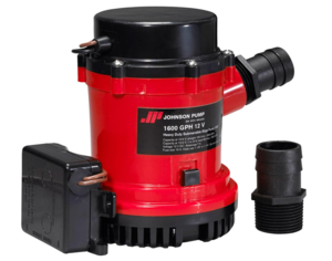 Johnson Pump 12 V 1596 GPH Electric Heavy Duty Automatic Impeller Submersible Bilge Pump with Ultima Switch  • 01674-001