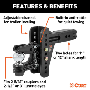 Curt Adjustable Channel Mount w/ 2-5/16