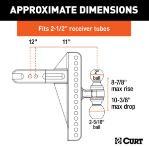 Curt Adjustable Channel Mount, Dual Ball, 2-1/2