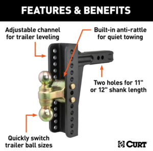 Curt Adjustable Channel Mount w/ Dual Ball, 2