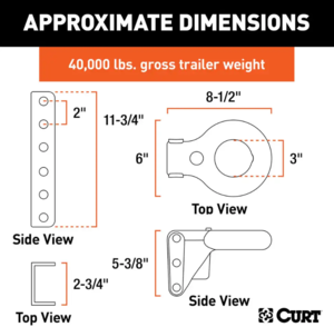 Curt SecureLatch Lunette Ring & Channel, 40,000lb, 3