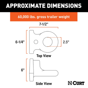 Curt SecureLatch Flush-Mount Lunette Ring, 60,000lb, 2-1/2