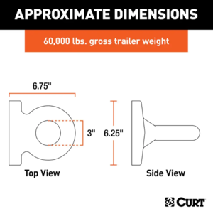 Curt Flush-Mount Lunette Ring, 60,000 lbs., 3