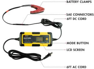 Wagan 6V and 12V 4.0A Intelligent Battery Charger, Battery Maintainer, Fully-Automatic Smart Charger  • 7403