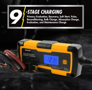 Wagan 6V and 12V 4.0A Intelligent Battery Charger, Battery Maintainer, Fully-Automatic Smart Charger  • 7403