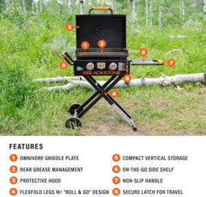 Blackstone On-the-Go 22” Omnivore Flex-Fold Griddle with Locking Hood • 2350