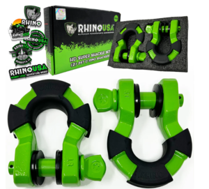 Rhino USA 8-Ton Super Shackles w/ Isolators, Green  • SUPERSHACK-GRN