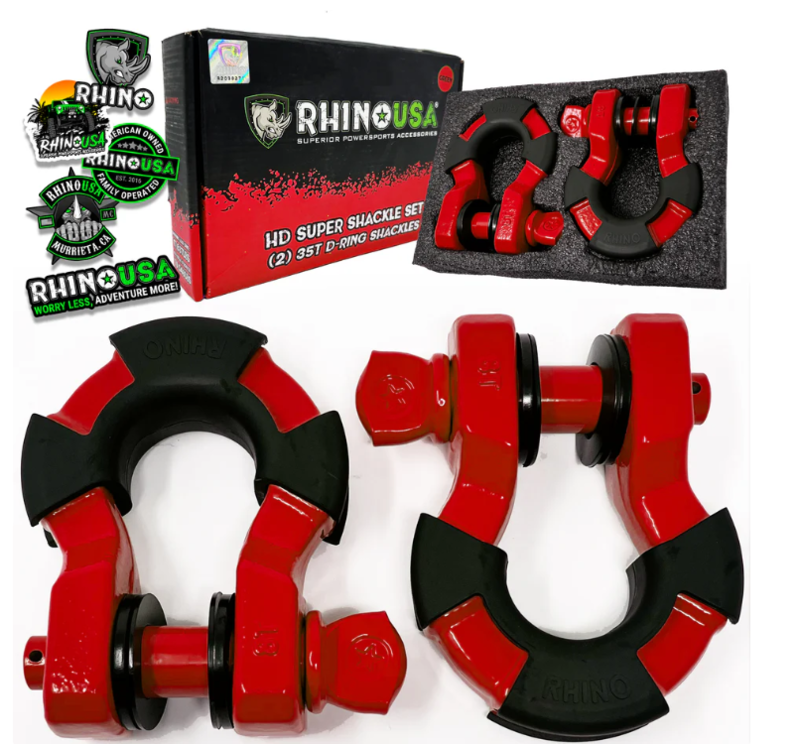 Rhino USA 8-Ton Super Shackles w/ Isolators, Red  • SUPERSHACK-RED