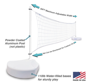 Dunn-Rite WaterVolly Premium Water-Filled Pool Volleyball Net Set - White  • V400