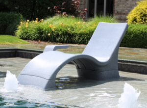 Global Pool Products Lounger Pool Chair and Connecting Table, Grey  • GPP-LFS-G